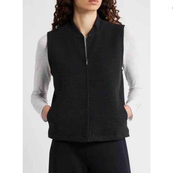 EILEEN FISHER Organic Cotton Blend Vest in Black Size L - Picture 5 of 9